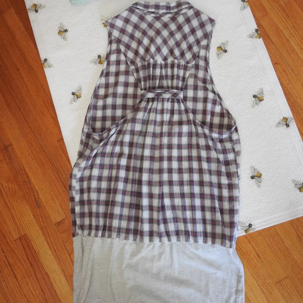 Free People Plaid Long Top Sz Large...C725 - Picture 4 of 6